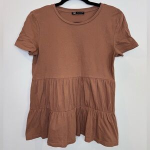 Zara brown Tiered Women's top size small